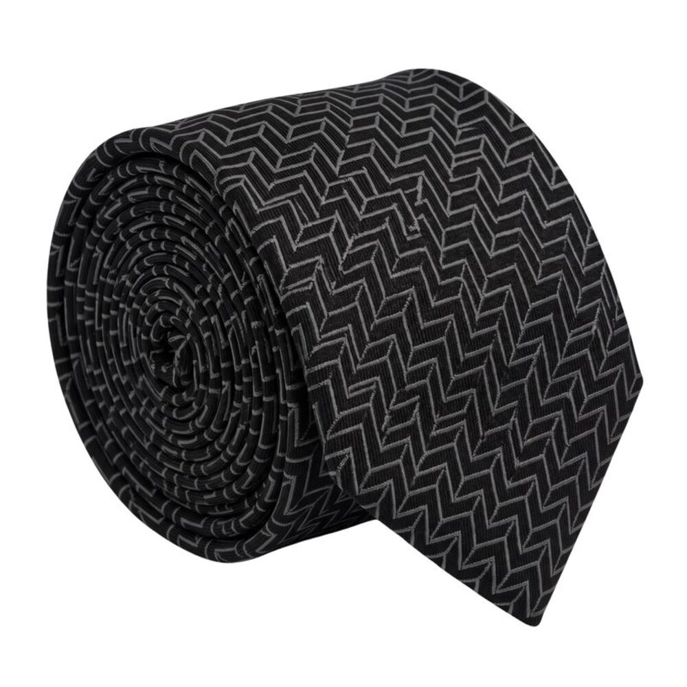 Emporio Armani Silk Black Silver Arrow 3in Tie – Made in Italy